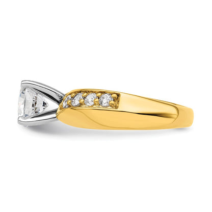 14k Yellow Gold White 1/2 Ct. Lab Grown Diamond VS/SI+ G+ 1 1/2 Ct. center Round Semi Mount Engagement Ring