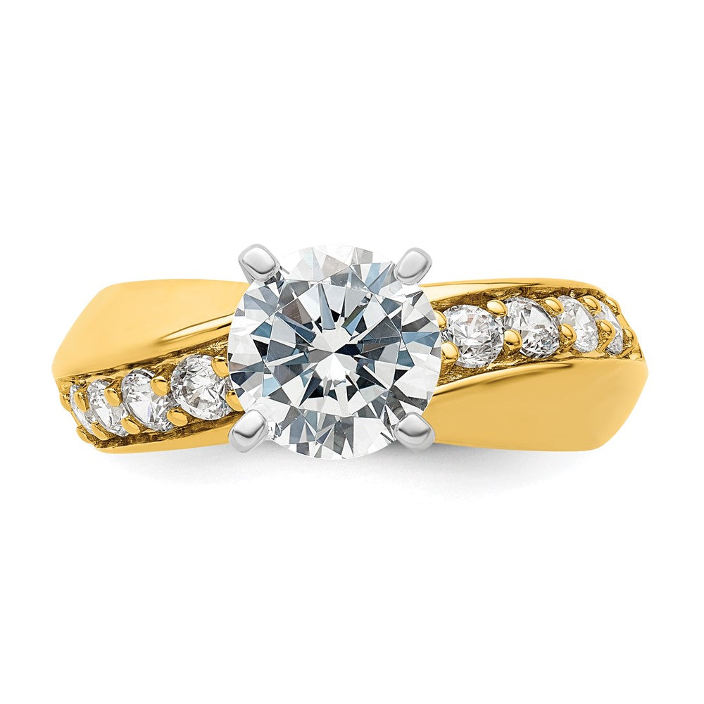 14k Yellow Gold White 1/2 Ct. Lab Grown Diamond VS/SI+ G+ 1 1/2 Ct. center Round Semi Mount Engagement Ring