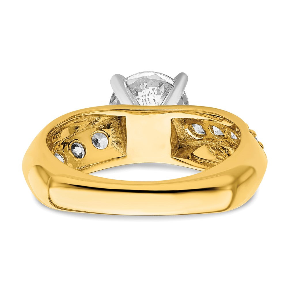 14k Yellow Gold White 1/2 Ct. Lab Grown Diamond VS/SI+ G+ 1 1/2 Ct. center Round Semi Mount Engagement Ring