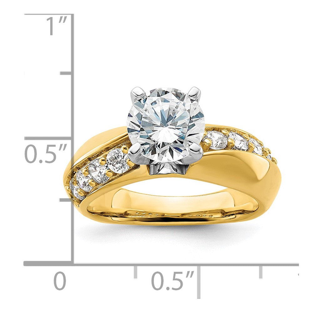 14k Yellow Gold White 1/2 Ct. Lab Grown Diamond VS/SI+ G+ 1 1/2 Ct. center Round Semi Mount Engagement Ring