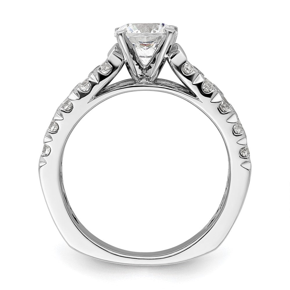 14k White Gold 1 1/10 Ct. Lab Grown Diamond VS/SI+ G+ 1 Ct. Center Round Semi Mount Shared Prong Engagement Ring