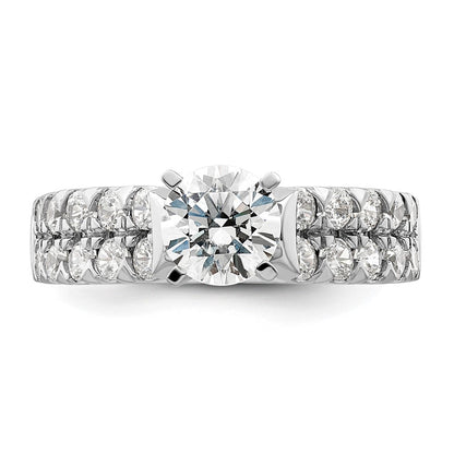 14k White Gold 1 1/10 Ct. Lab Grown Diamond VS/SI+ G+ 1 Ct. Center Round Semi Mount Shared Prong Engagement Ring