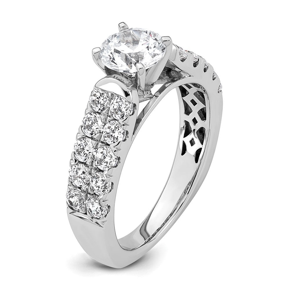 14k White Gold 1 1/10 Ct. Lab Grown Diamond VS/SI+ G+ 1 Ct. Center Round Semi Mount Shared Prong Engagement Ring