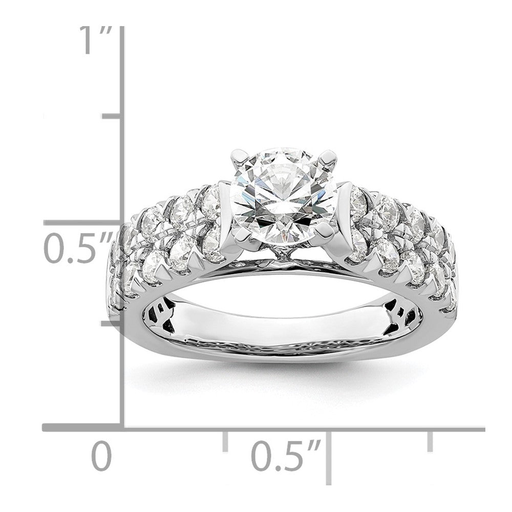 14k White Gold 1 1/10 Ct. Lab Grown Diamond VS/SI+ G+ 1 Ct. Center Round Semi Mount Shared Prong Engagement Ring
