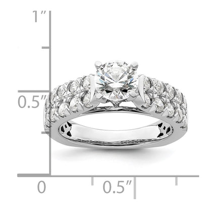 14k White Gold 1 1/10 Ct. Lab Grown Diamond VS/SI+ G+ 1 Ct. Center Round Semi Mount Shared Prong Engagement Ring