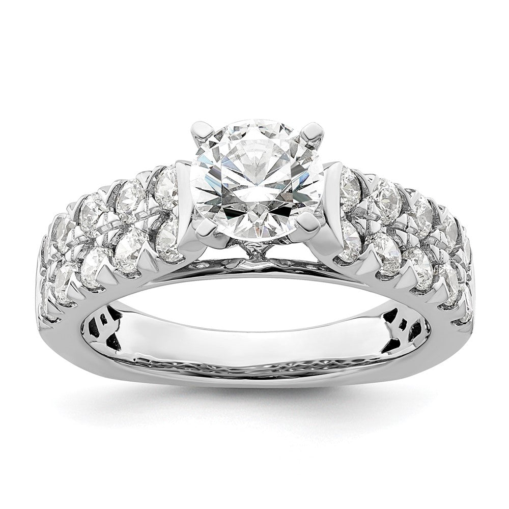 14k White Gold 1 1/10 Ct. Lab Grown Diamond VS/SI+ G+ 1 Ct. Center Round Semi Mount Shared Prong Engagement Ring