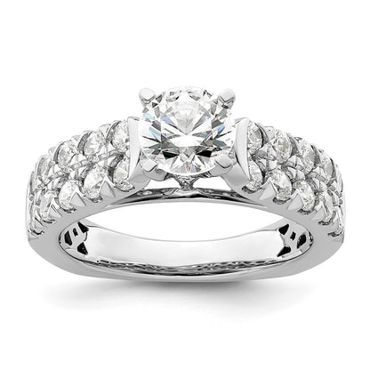 14k White Gold 1 1/10 Ct. Lab Grown Diamond VS/SI+ G+ 1 Ct. Center Round Semi Mount Shared Prong Engagement Ring