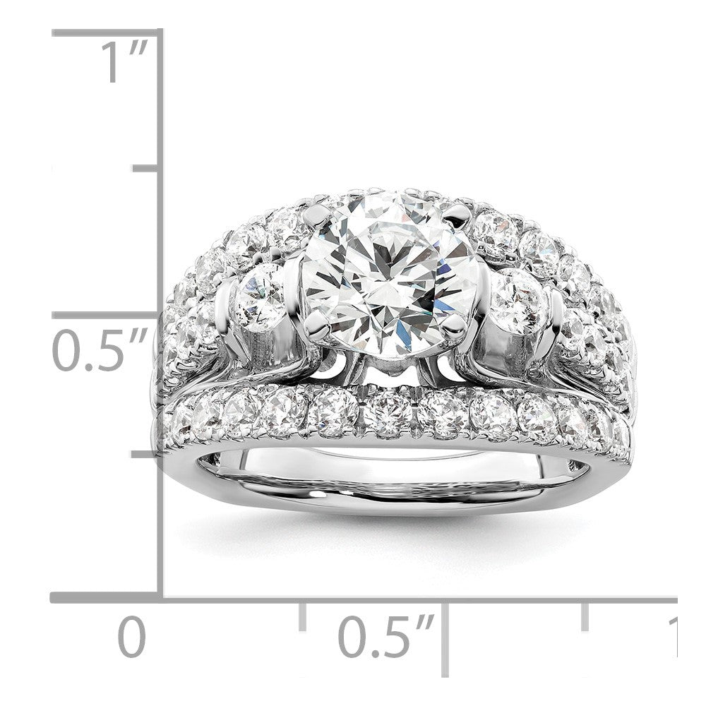 14k White Gold 1 3/8 Ct. Lab Grown Diamond VS/SI+ G+ 1 1/2 Ct. Center Round Shared Prong Engagement Ring