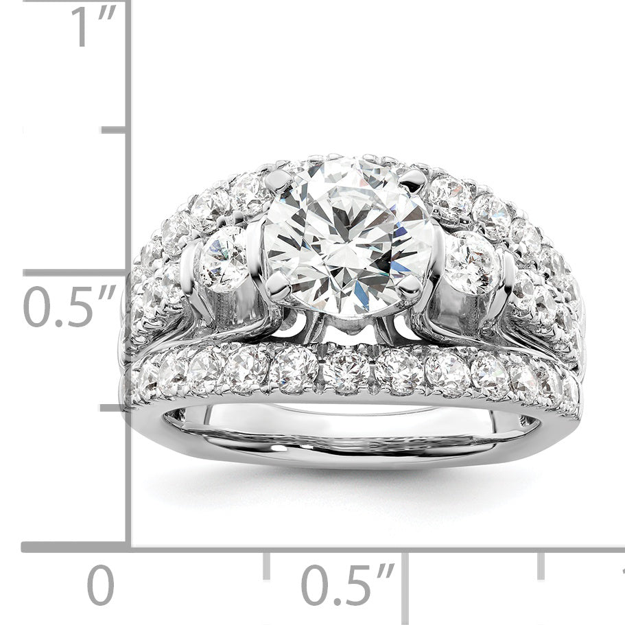 14k White Gold 1 3/8 Ct. Lab Grown Diamond VS/SI+ G+ 1 1/2 Ct. Center Round Shared Prong Engagement Ring