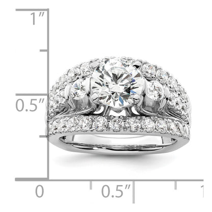 14k White Gold 1 3/8 Ct. Lab Grown Diamond VS/SI+ G+ 1 1/2 Ct. Center Round Shared Prong Engagement Ring