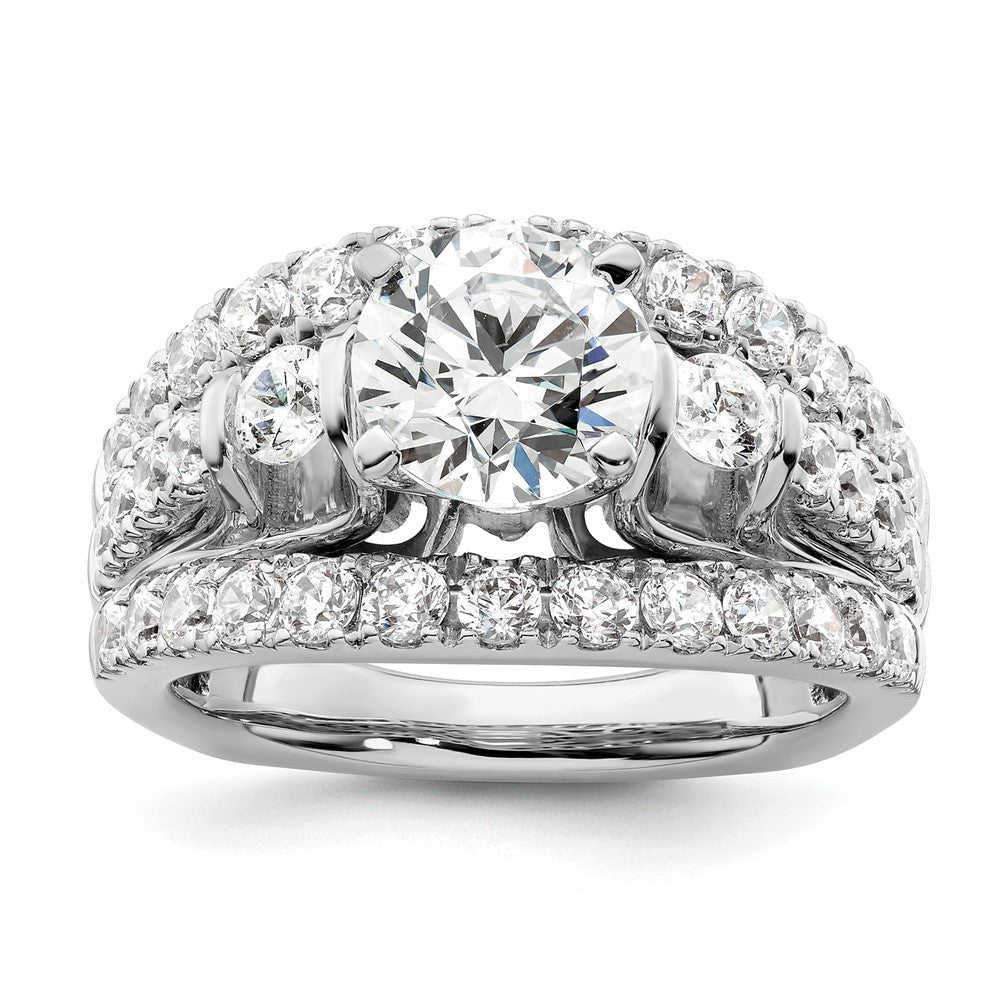14k White Gold 1 3/8 Ct. Lab Grown Diamond VS/SI+ G+ 1 1/2 Ct. Center Round Shared Prong Engagement Ring