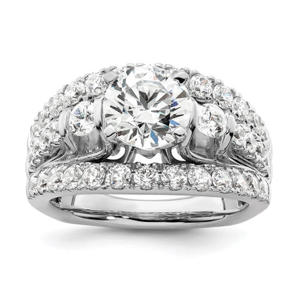 14k White Gold 1 3/8 Ct. Lab Grown Diamond VS/SI+ G+ 1 1/2 Ct. Center Round Shared Prong Engagement Ring