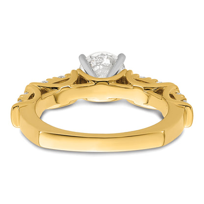 14k Yellow Gold Two Tone 5/8 Ct. Lab Grown Diamond VS/SI+ G+ 1 Ct. Center Round Shared Prong Engagement Ring