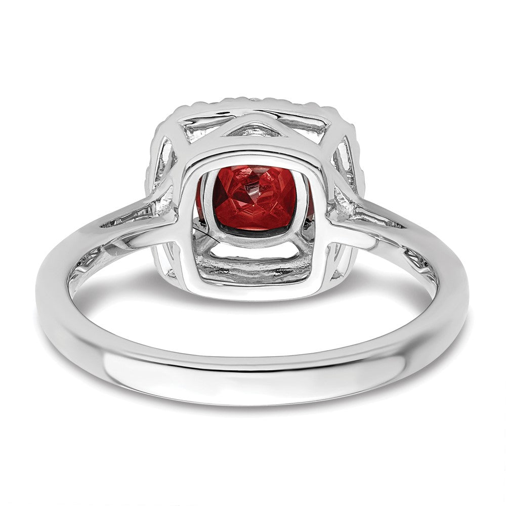 14k White Gold 1/4 Ct. Lab Grown Diamond VS/SI+ G+ January Birthstone Garnet Halo Ring