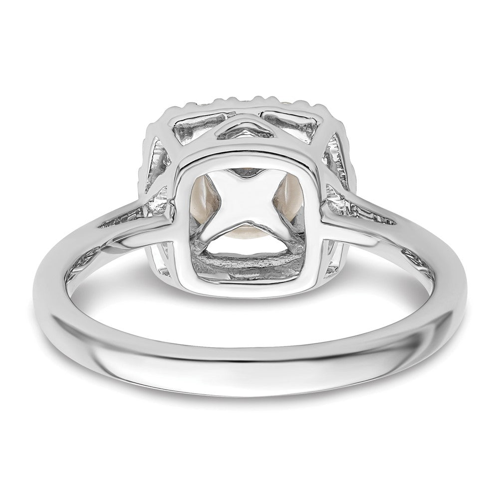 14k White Gold 1/4 Ct. Lab Grown Diamond VS/SI+ G+ June Birthstone Freshwater Cultered Pearl Halo Ring