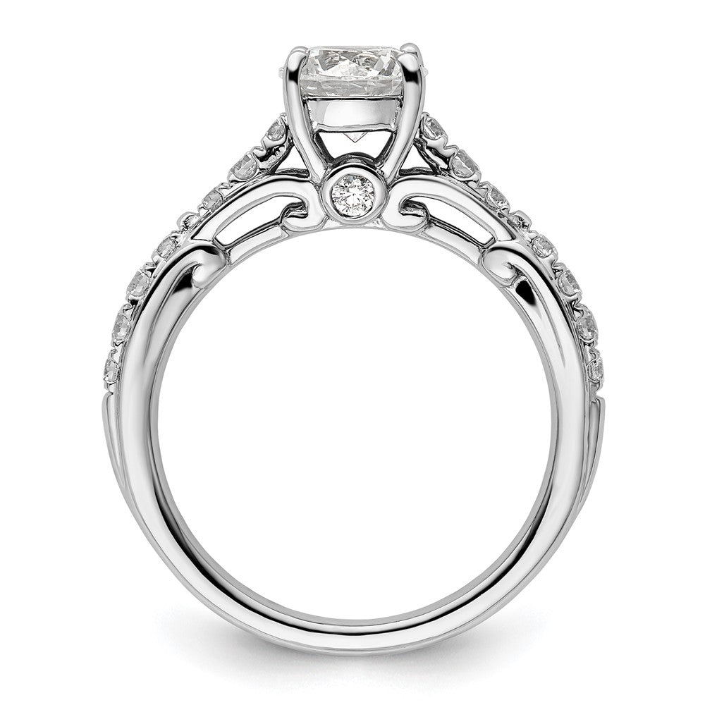 14k White Gold 3/8 carat Lab Grown Diamond VS/SI+ G+ 1 carat Center Round Semi Mount Shared Prong Engagement Ring