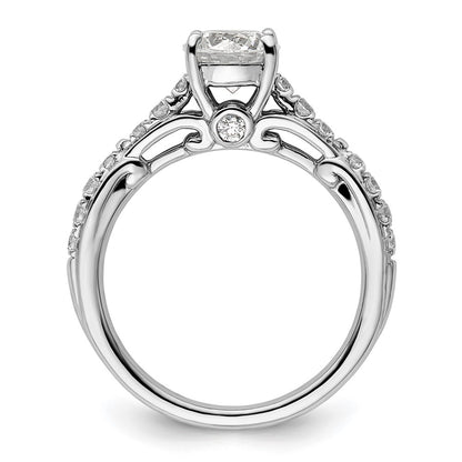 14k White Gold 3/8 carat Lab Grown Diamond VS/SI+ G+ 1 carat Center Round Semi Mount Shared Prong Engagement Ring