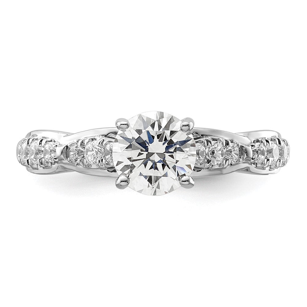 14k White Gold 3/8 carat Lab Grown Diamond VS/SI+ G+ 1 carat Center Round Semi Mount Shared Prong Engagement Ring