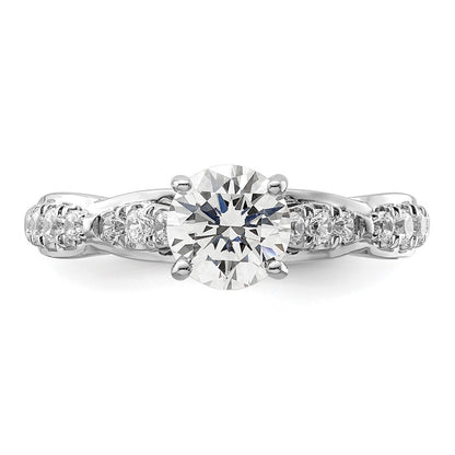 14k White Gold 3/8 carat Lab Grown Diamond VS/SI+ G+ 1 carat Center Round Semi Mount Shared Prong Engagement Ring