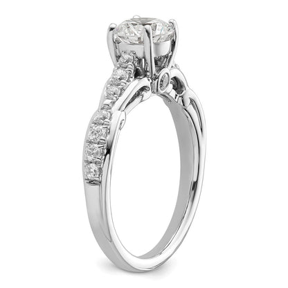 14k White Gold 3/8 carat Lab Grown Diamond VS/SI+ G+ 1 carat Center Round Semi Mount Shared Prong Engagement Ring