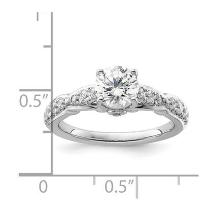 14k White Gold 3/8 carat Lab Grown Diamond VS/SI+ G+ 1 carat Center Round Semi Mount Shared Prong Engagement Ring