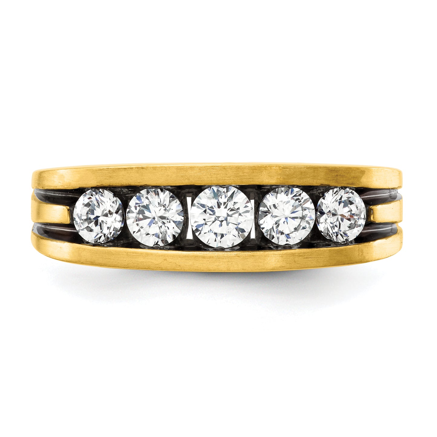 14k Yellow Gold with Black Rhodium 1 Ct. Lab Grown Diamond VS/SI+ G+ Men's Ring