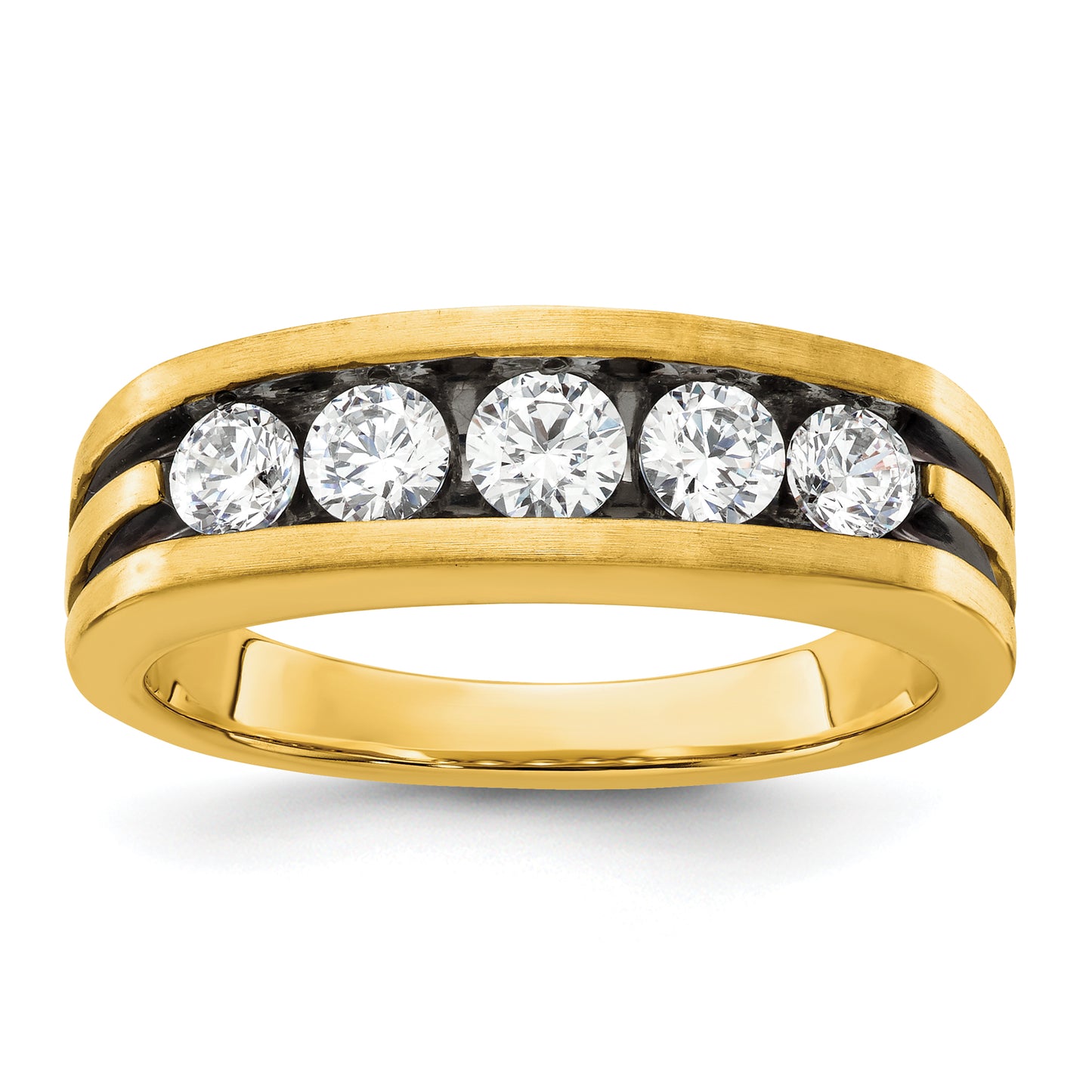 14k Yellow Gold with Black Rhodium 1 Ct. Lab Grown Diamond VS/SI+ G+ Men's Ring