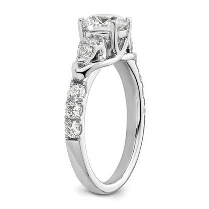 14k White Gold 5/8 Ct. Lab Grown Diamond VS/SI+ G+ 1 Ct. Center Round Shared Prong Engagement Ring