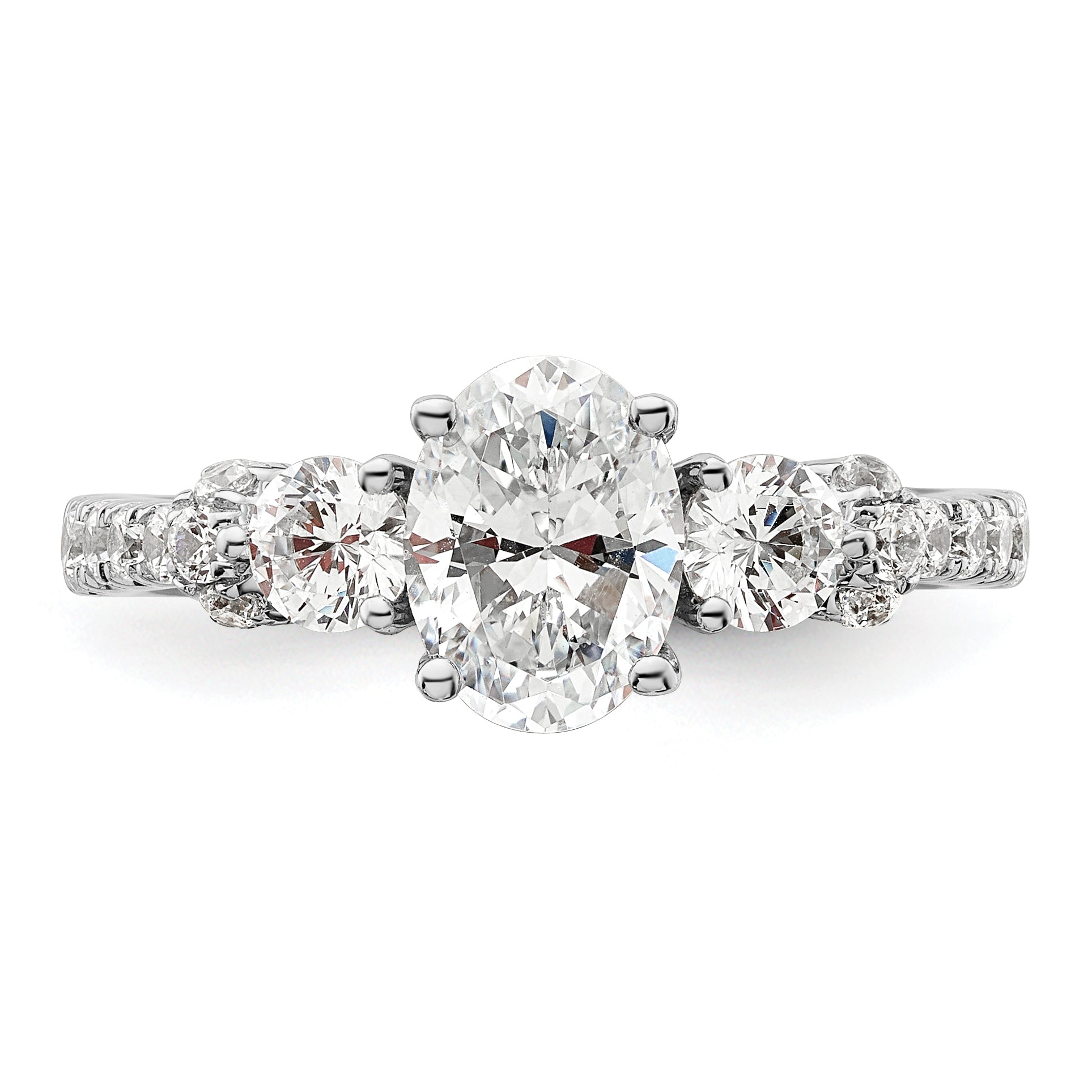 14k White Gold 3/4 Ct. Lab Grown Diamond VS/SI+ G+ 1 Ct. Center Oval Engagement Ring