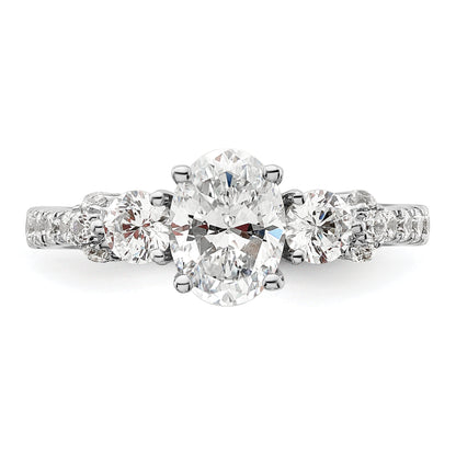 14k White Gold 3/4 Ct. Lab Grown Diamond VS/SI+ G+ 1 Ct. Center Oval Engagement Ring