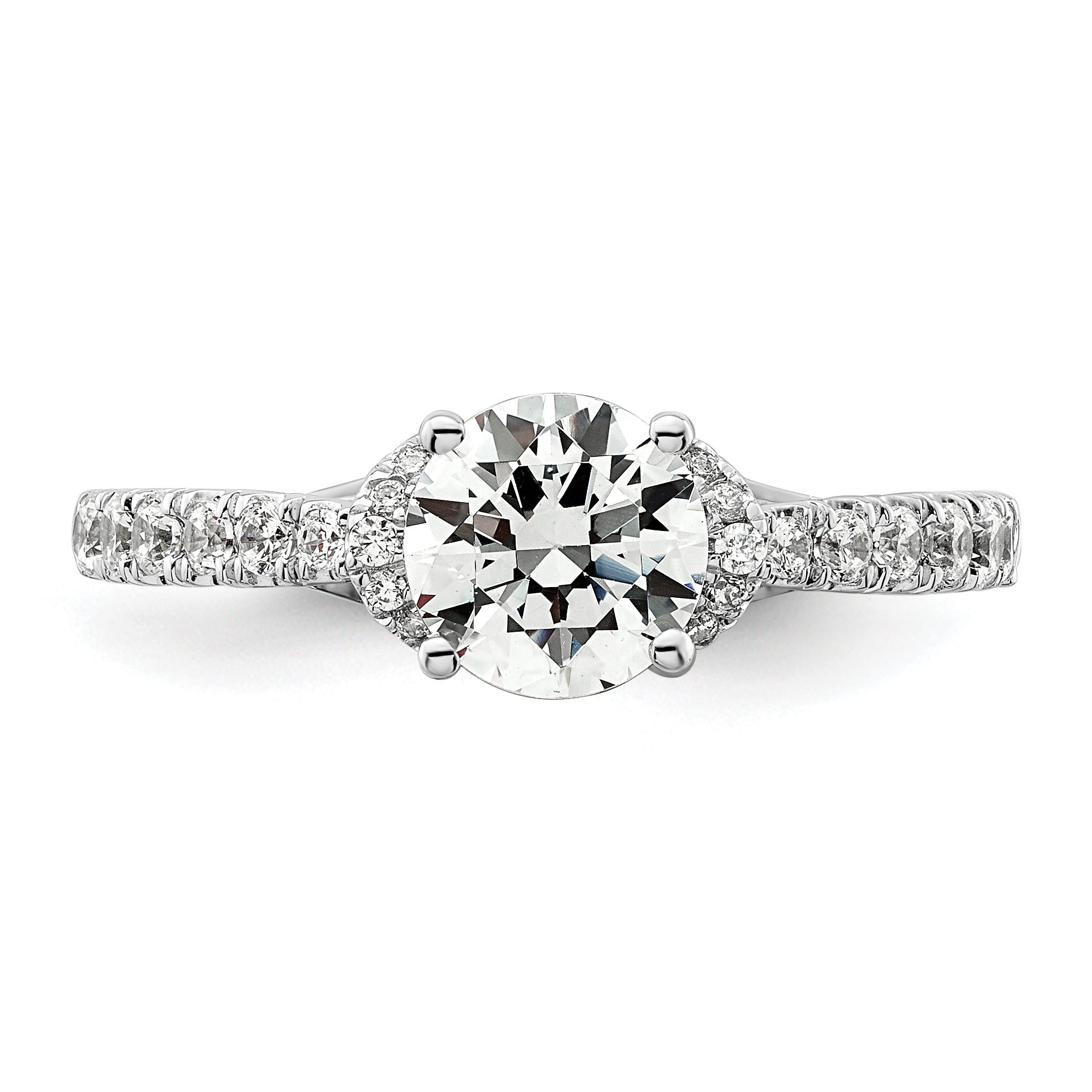 14k White Gold 1/3 Ct. Lab Grown Diamond VS/SI+ G+ 1 Ct. center Round Engagement Ring