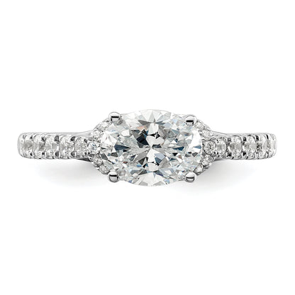 14k White Gold 1/3 Ct. Lab Grown Diamond VS/SI+ G+ 1 Ct. Center East-West Oval Engagement Ring