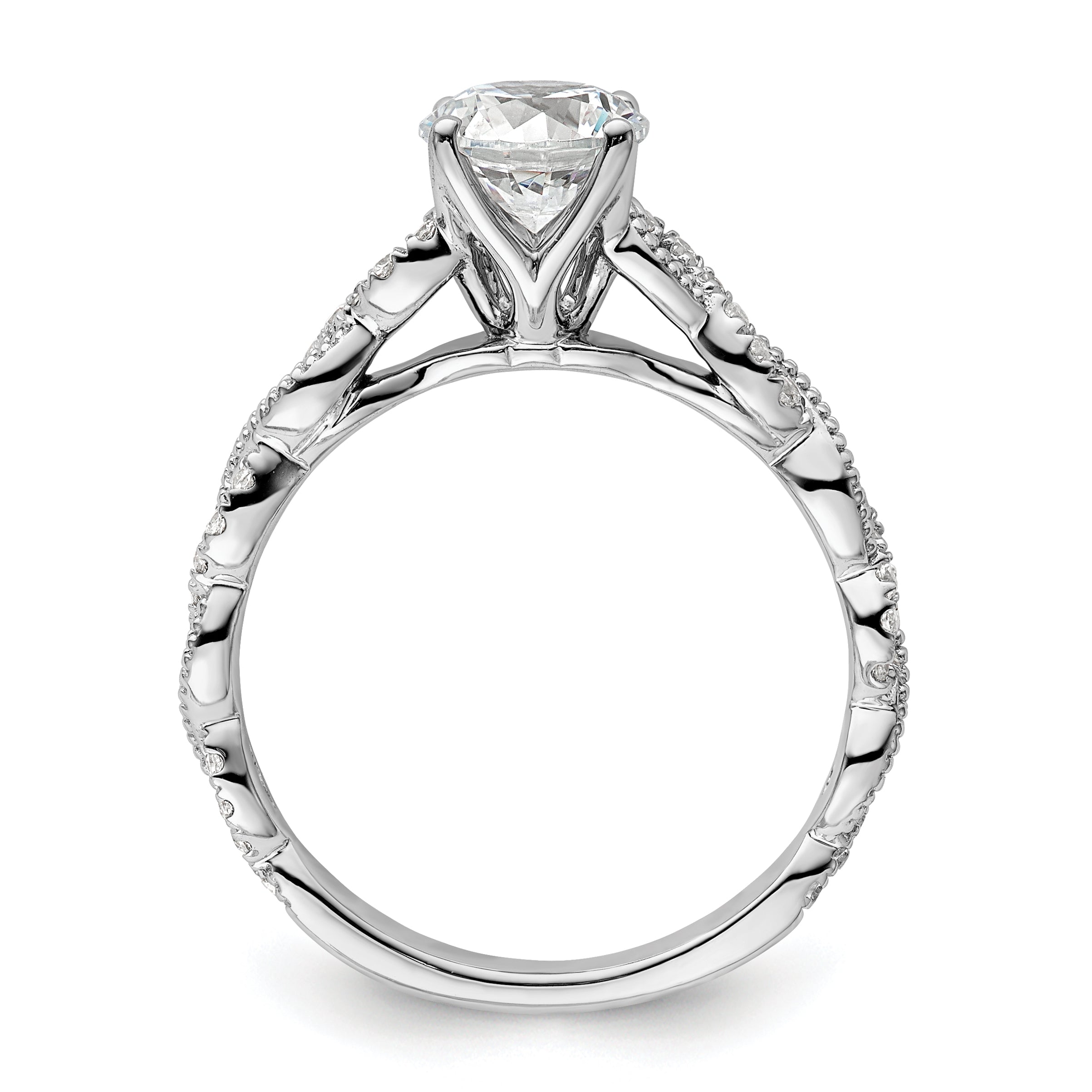 14k White Gold 1/5 Ct. Lab Grown Diamond VS/SI+ G+ 1 Ct. Center Round Engagement Ring