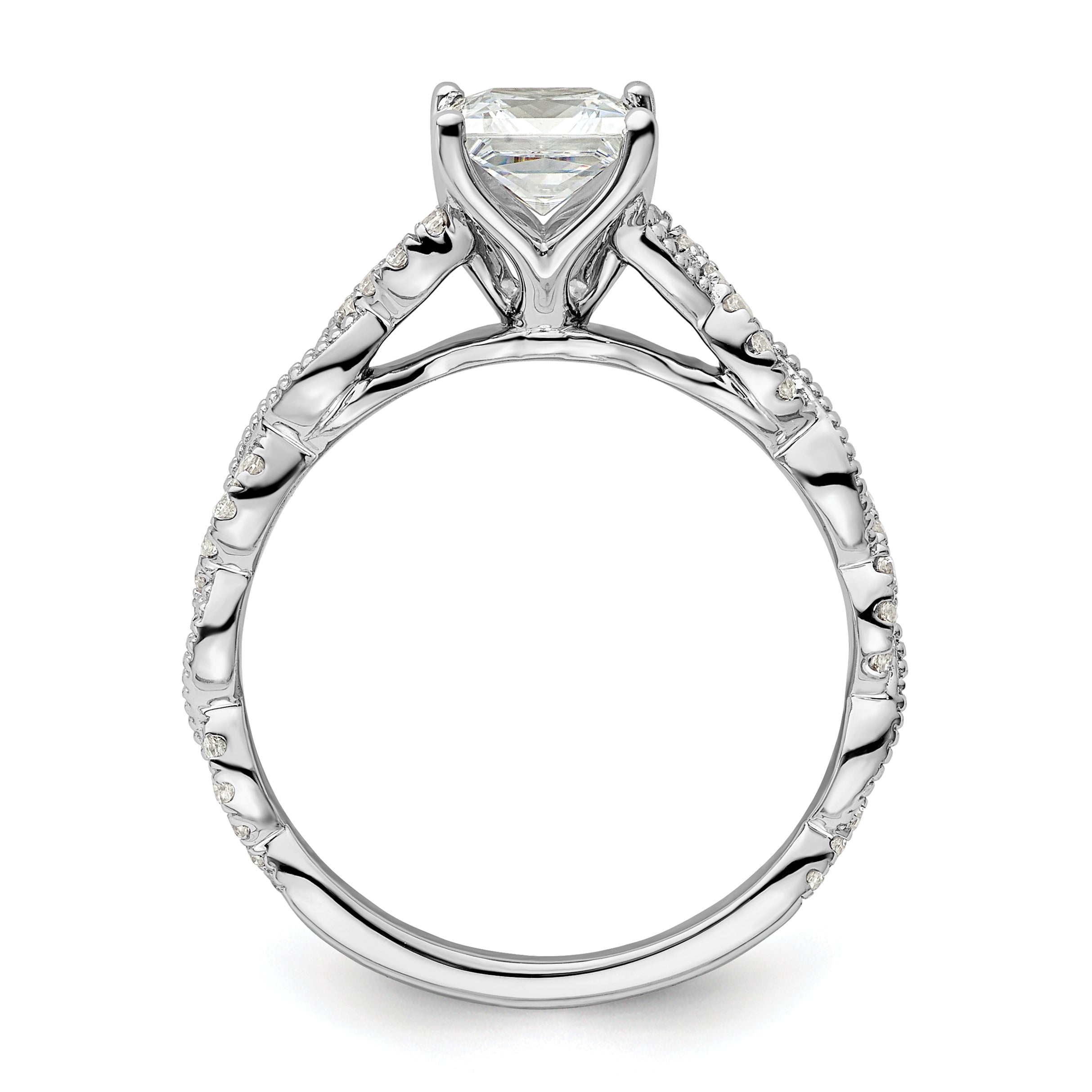 14k White Gold 1/5 Ct. Lab Grown Diamond VS/SI+ G+ 1 Ct. Center Princess Engagement Ring