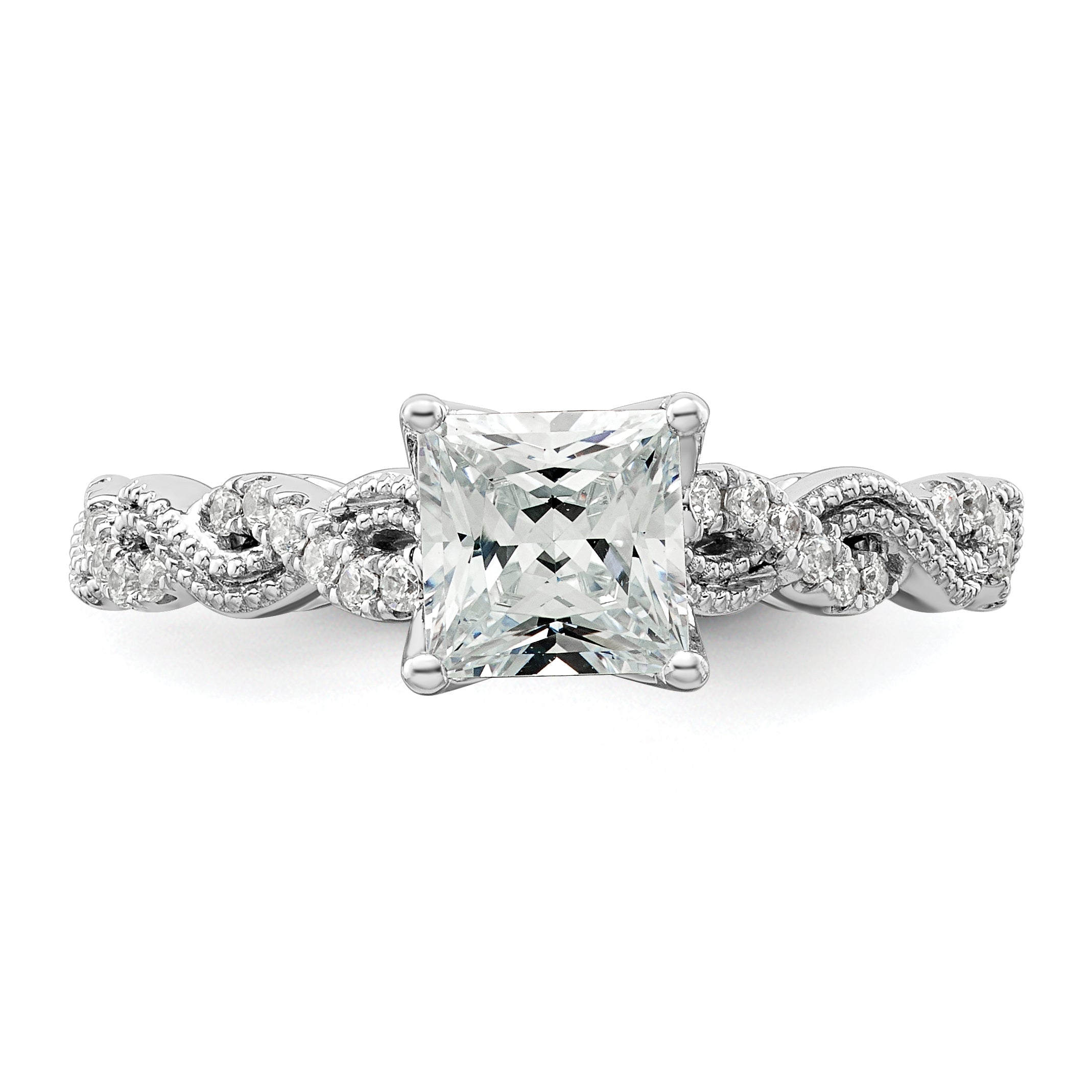14k White Gold 1/5 Ct. Lab Grown Diamond VS/SI+ G+ 1 Ct. Center Princess Engagement Ring