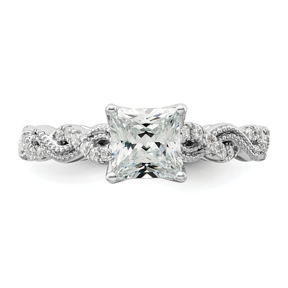 14k White Gold 1/5 Ct. Lab Grown Diamond VS/SI+ G+ 1 Ct. Center Princess Engagement Ring