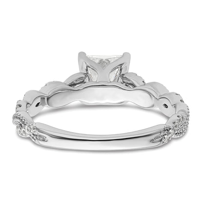 14k White Gold 1/5 Ct. Lab Grown Diamond VS/SI+ G+ 1 Ct. Center Princess Engagement Ring