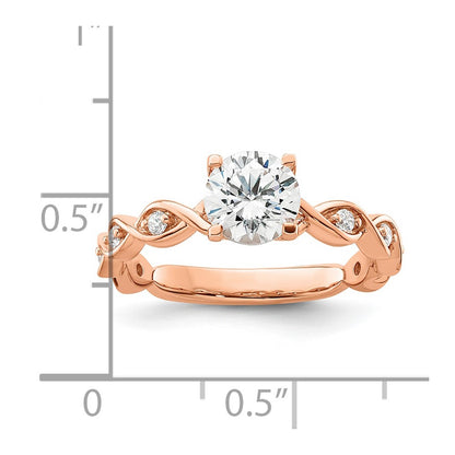14k Rose Gold 1/6 Ct. Lab Grown Diamond VS/SI+ G+ 1 Ct. Center Round Engagement Ring