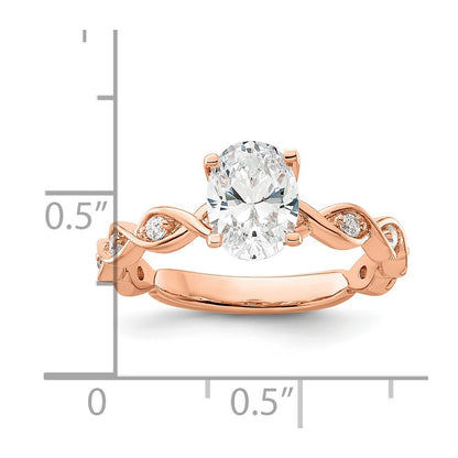 14k Rose Gold 1/6 Ct. Lab Grown Diamond VS/SI+ G+ 1 Ct. Center Oval Engagement Ring