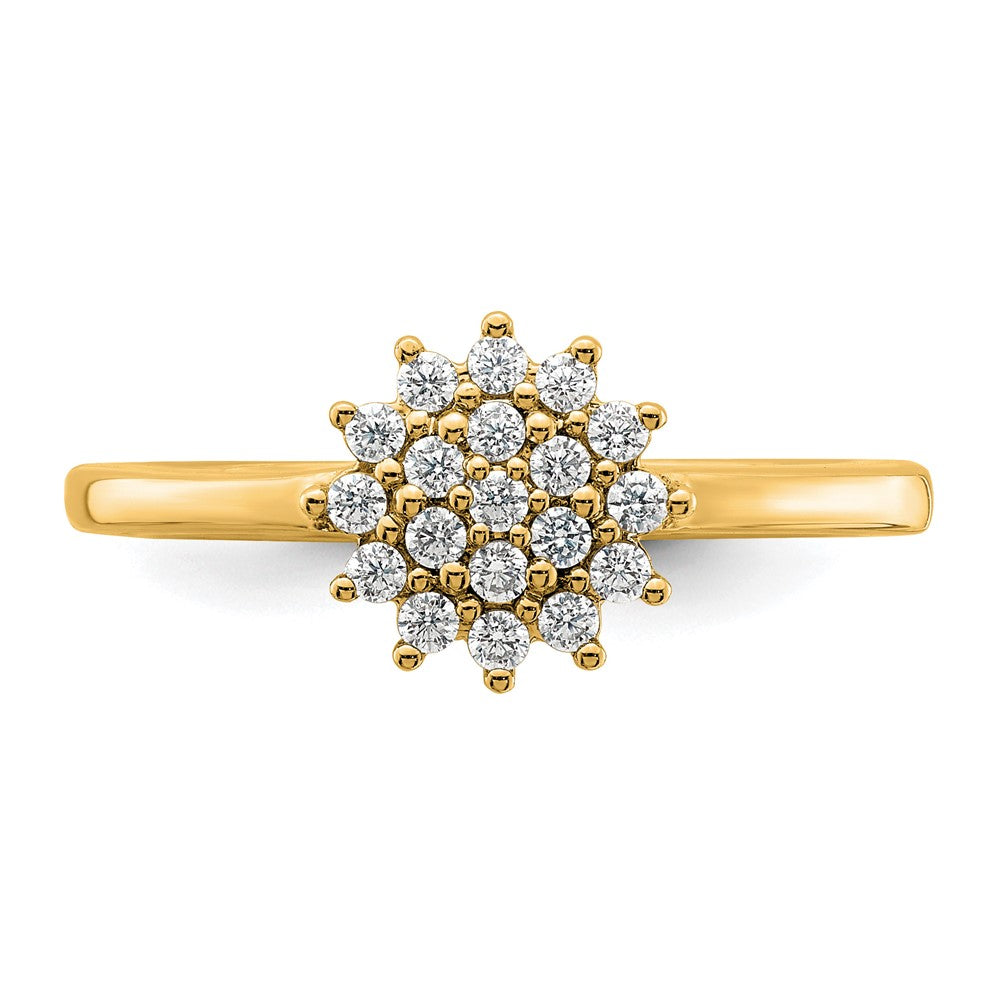 14k Yellow Gold 1/4 Ct. Lab Grown Diamond VS/SI+ G+ Complete Cluster Ring