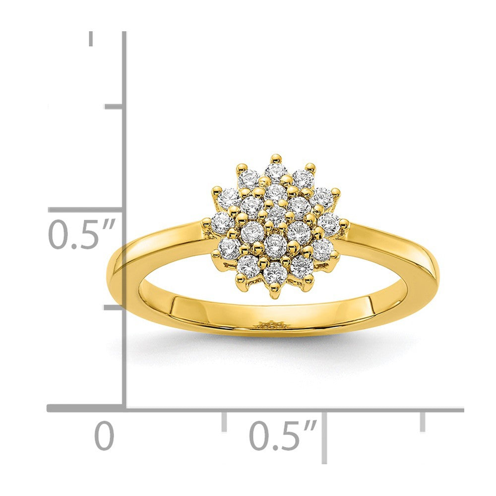 14k Yellow Gold 1/4 Ct. Lab Grown Diamond VS/SI+ G+ Complete Cluster Ring