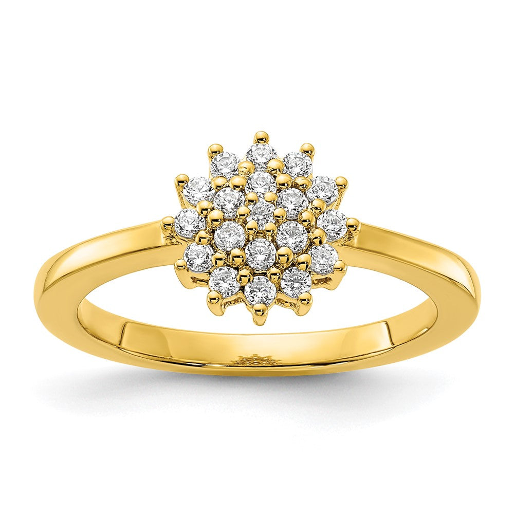 14k Yellow Gold 1/4 Ct. Lab Grown Diamond VS/SI+ G+ Complete Cluster Ring