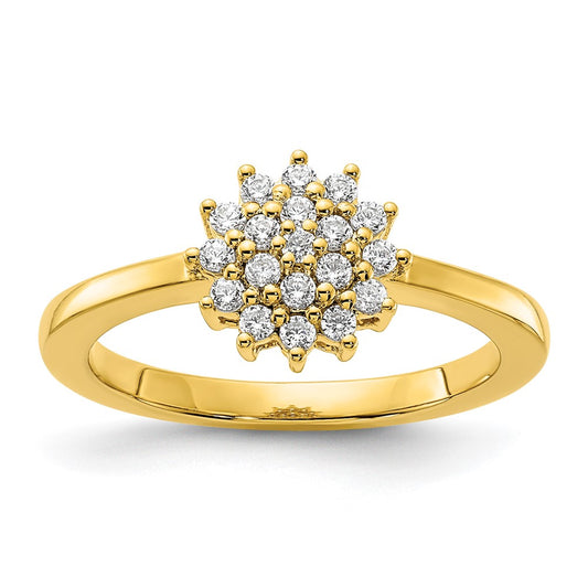 14k Yellow Gold 1/4 Ct. Lab Grown Diamond VS/SI+ G+ Complete Cluster Ring