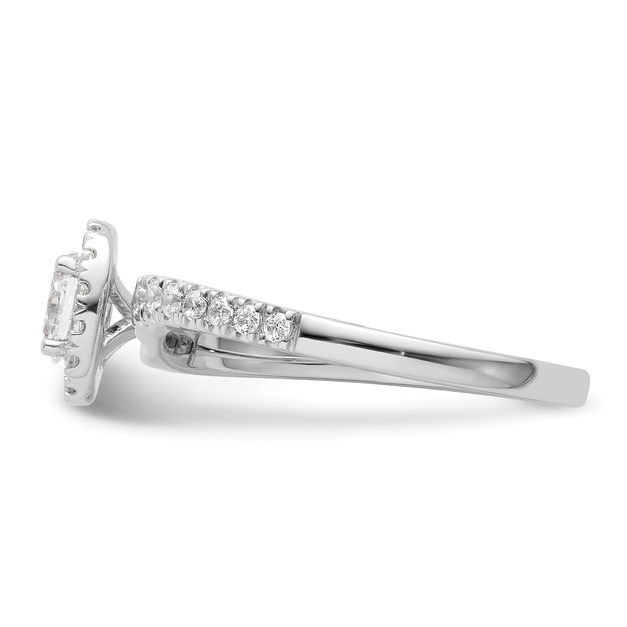 14K White Gold Lab Grown VS/SI+ G+ Diamond Two Promises Halo Engagement Ring
