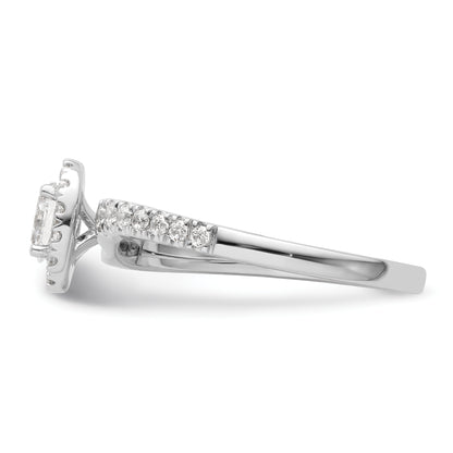 14K White Gold Lab Grown VS/SI+ G+ Diamond Two Promises Halo Engagement Ring
