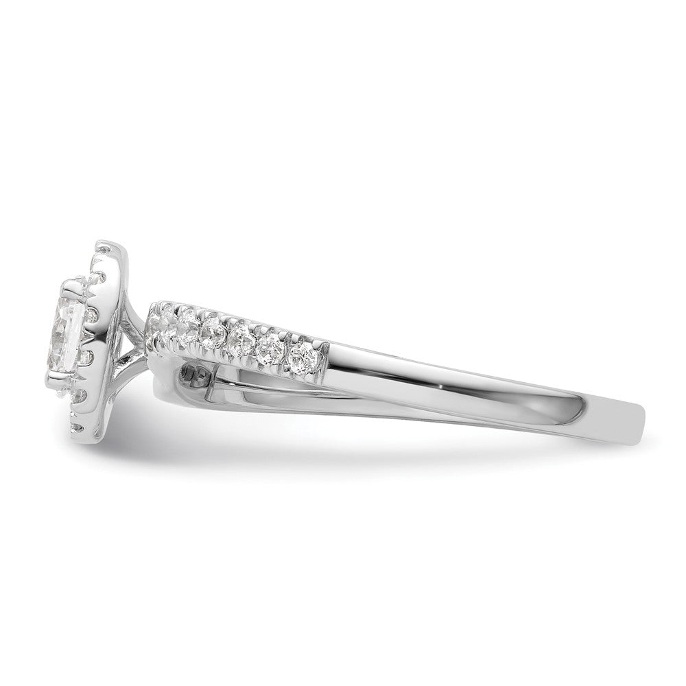 14K White Gold Lab Grown VS/SI+ G+ Diamond Two Promises Halo Engagement Ring