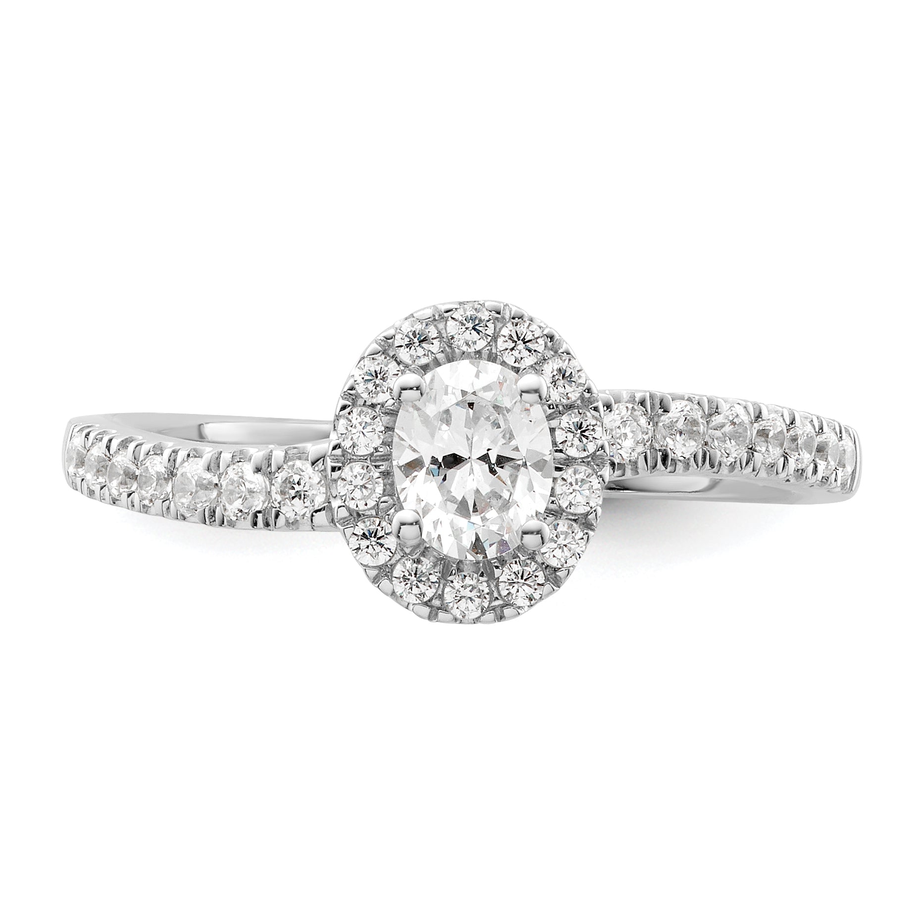 14K White Gold Lab Grown VS/SI+ G+ Diamond Two Promises Halo Engagement Ring