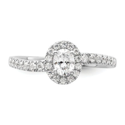 14K White Gold Lab Grown VS/SI+ G+ Diamond Two Promises Halo Engagement Ring