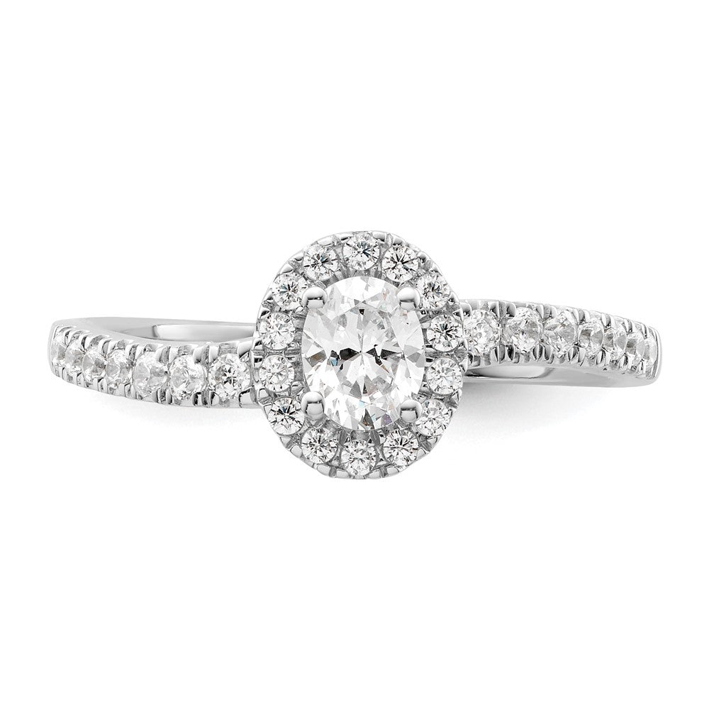 14K White Gold Lab Grown VS/SI+ G+ Diamond Two Promises Halo Engagement Ring