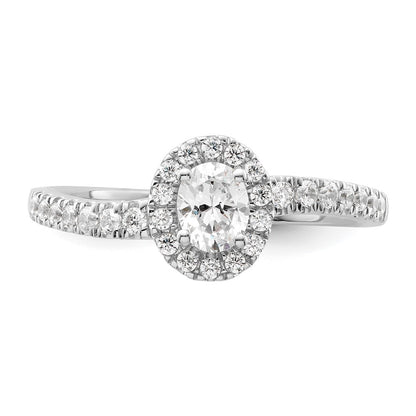 14K White Gold Lab Grown VS/SI+ G+ Diamond Two Promises Halo Engagement Ring